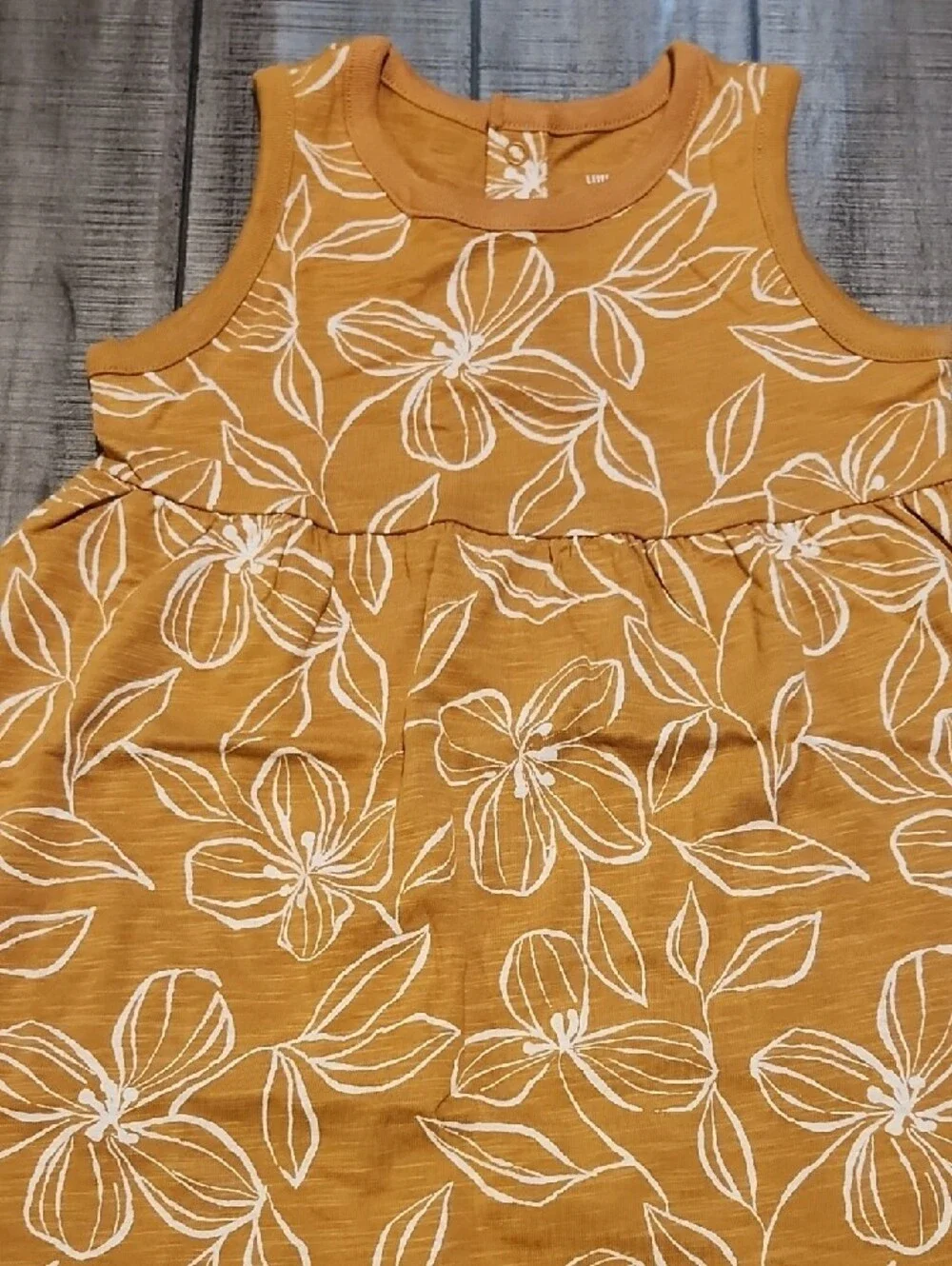 NWT Girls' Mustard Floral Sleeveless Dress